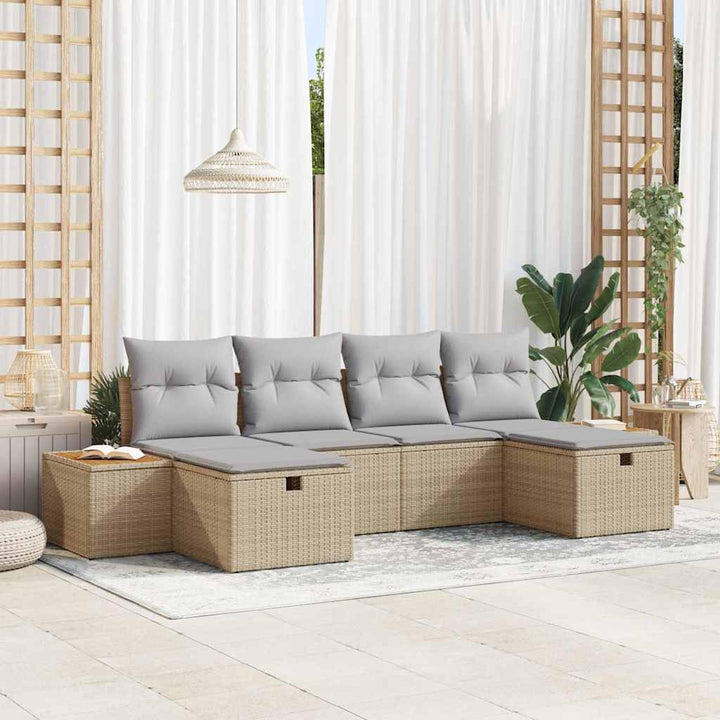 Havesofa Sæt 6 stk. Beige polyrattan