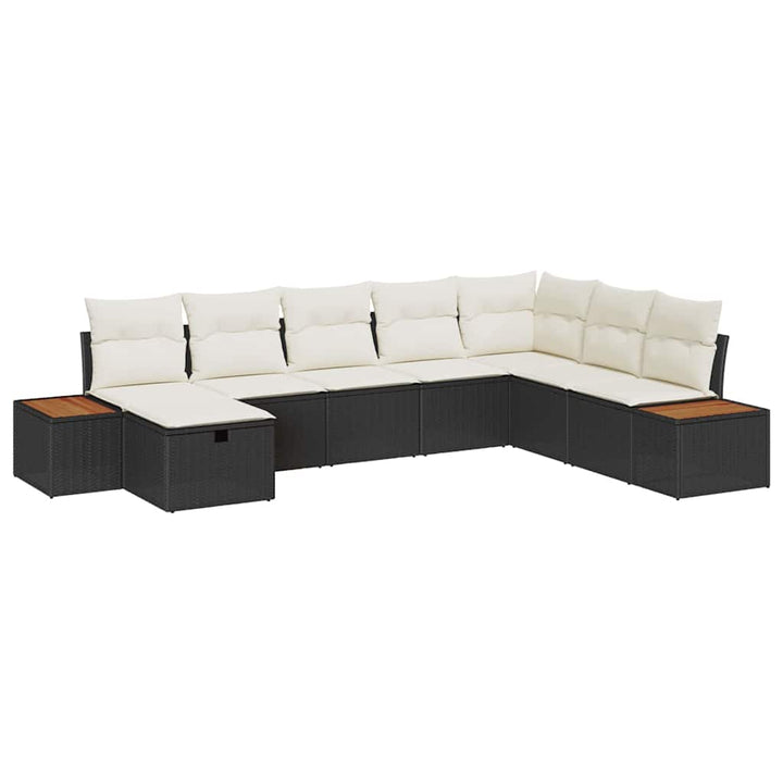 Havesofa Sæt med pude med opbevaring Sort polyrattan