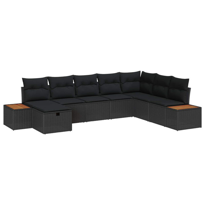 Havesofa Sæt med pude med opbevaring Sort polyrattan