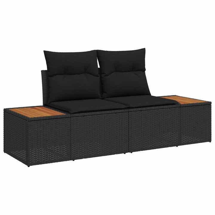 Havesofa Sæt med pude med opbevaring Sort polyrattan