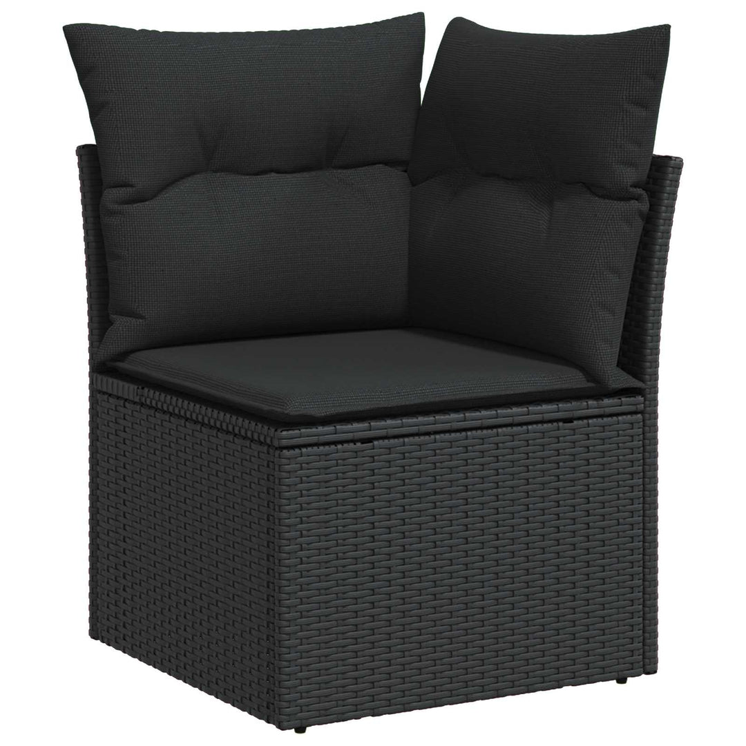 Havesofa Sæt med pude med opbevaring Sort polyrattan