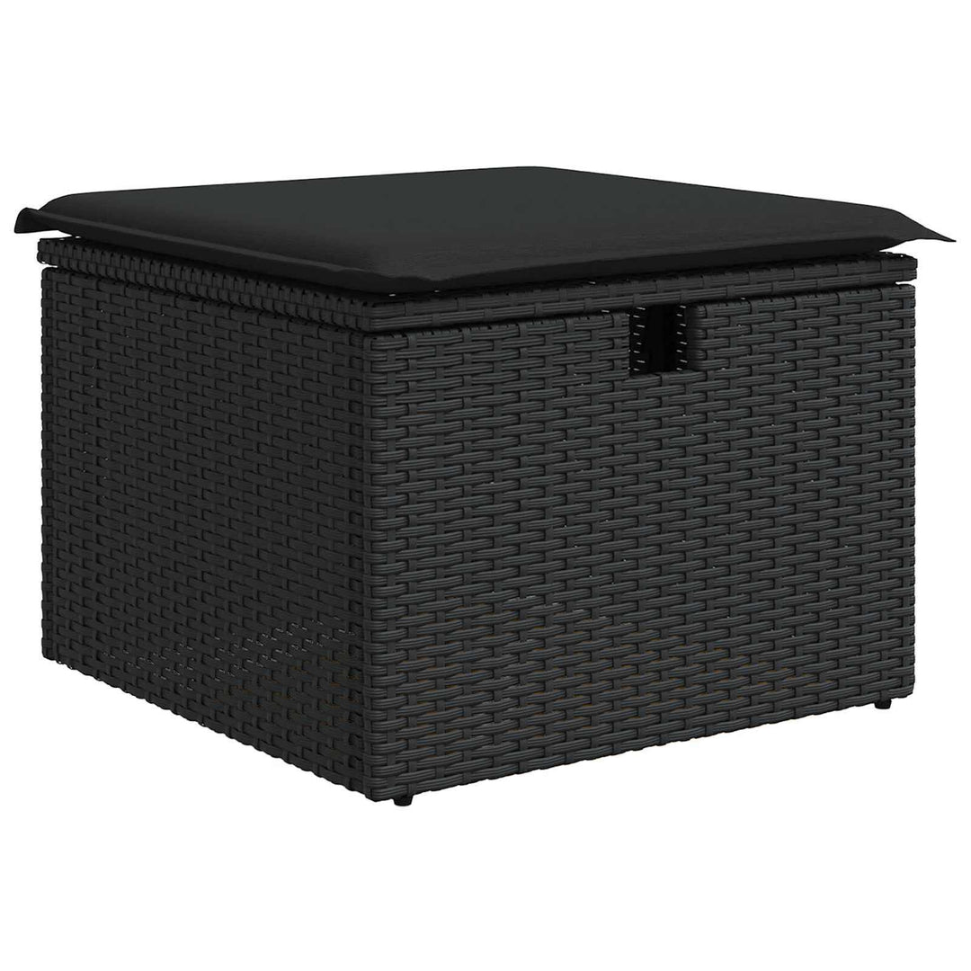 Havesofa Sæt med pude med opbevaring Sort polyrattan