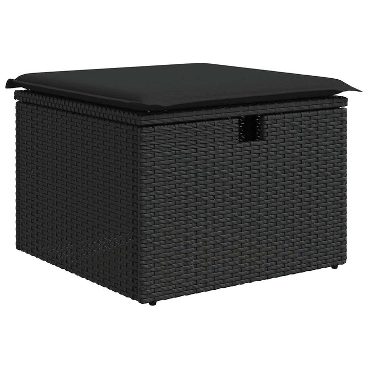 Havesofa Sæt med pude med opbevaring Sort polyrattan