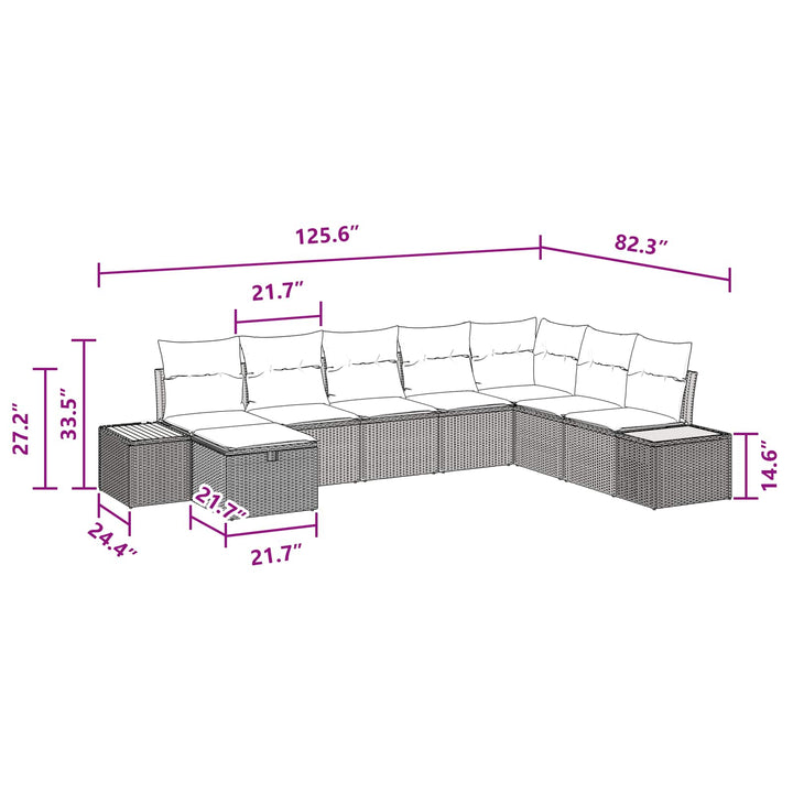 Havesofa Sæt med pude med opbevaring Sort polyrattan