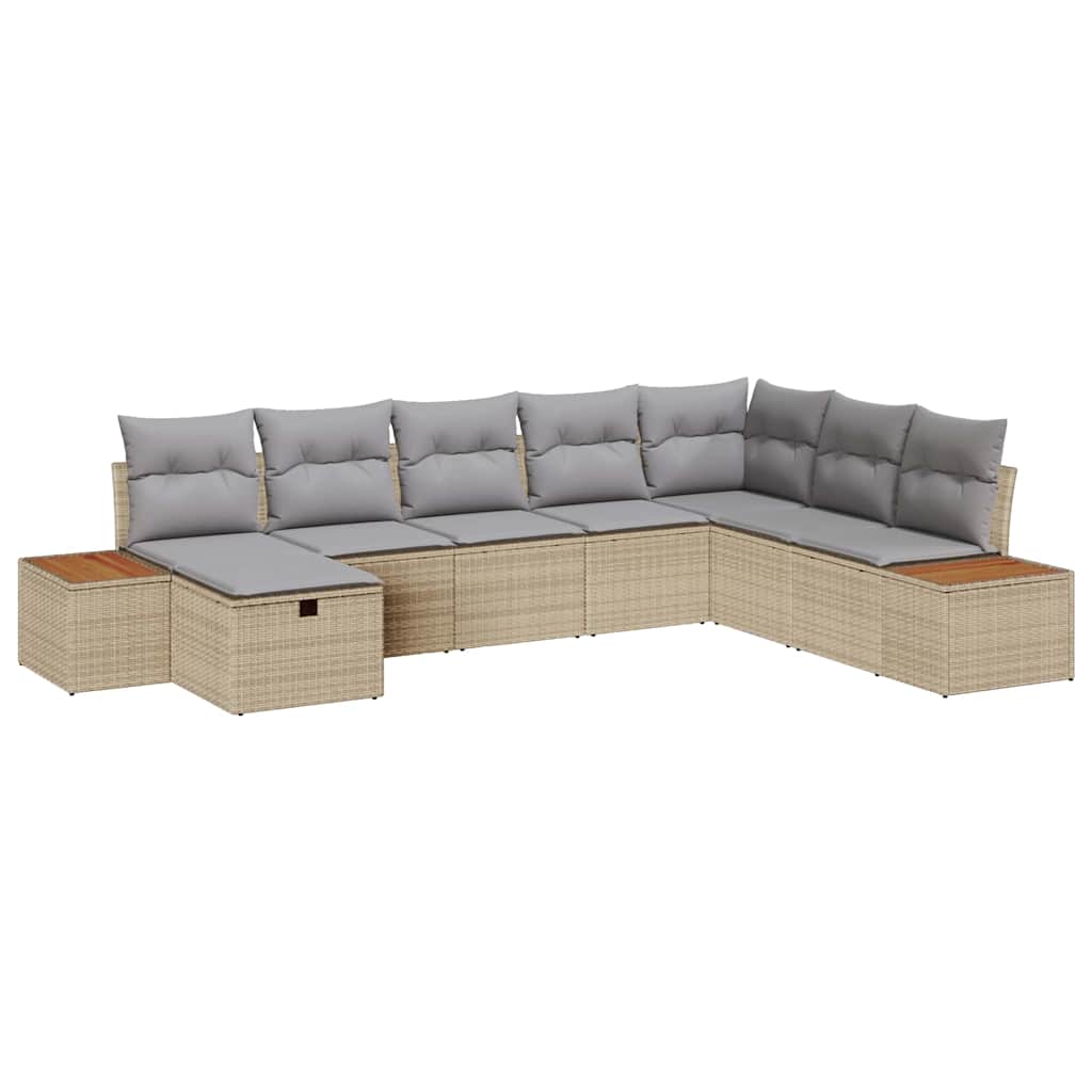 Havesofa Sæt med pude med opbevaring Beige polyrattan
