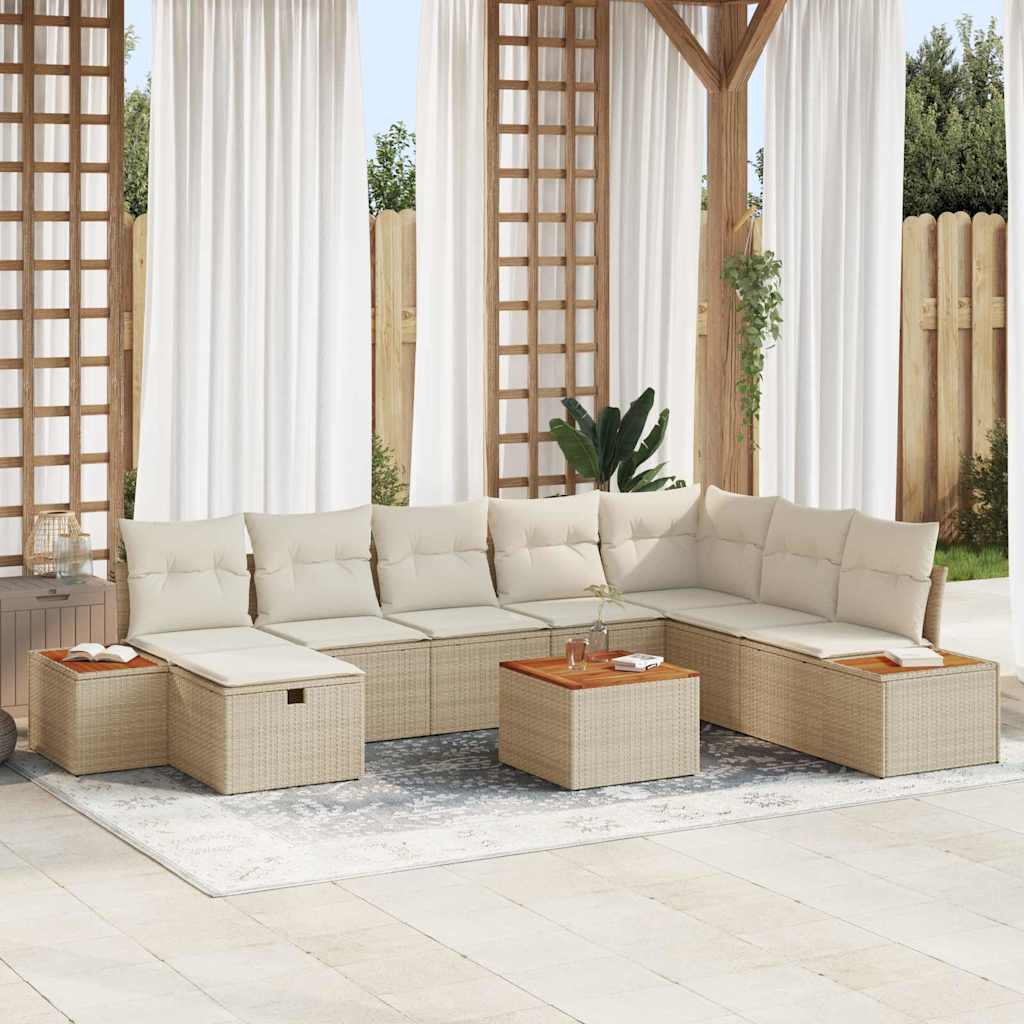 Havesofa Sæt 9 stk. Beige polyrattan