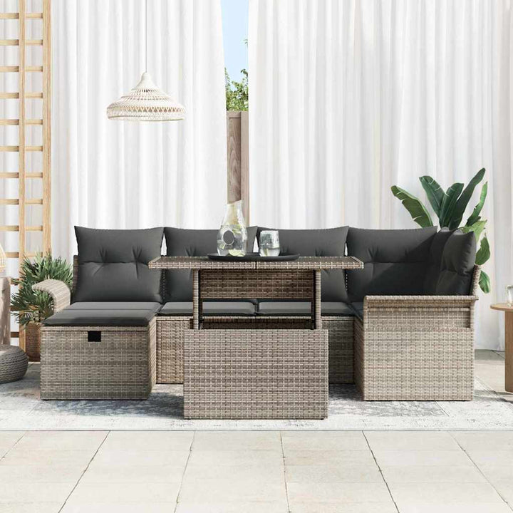 Havesofa Sæt 7 stk. Grå polyrattan