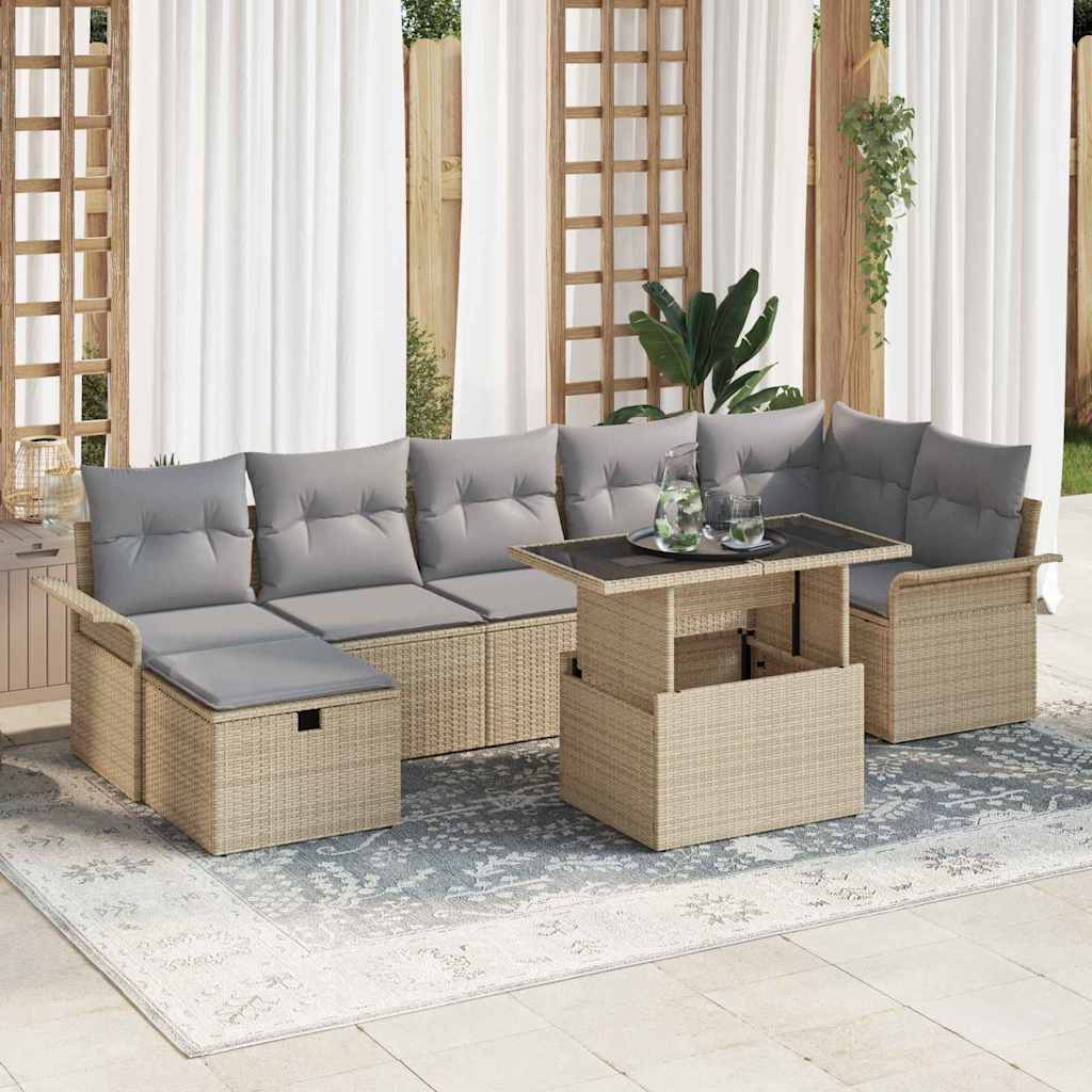 Havesofa Sæt 8 stk. Beige polyrattan