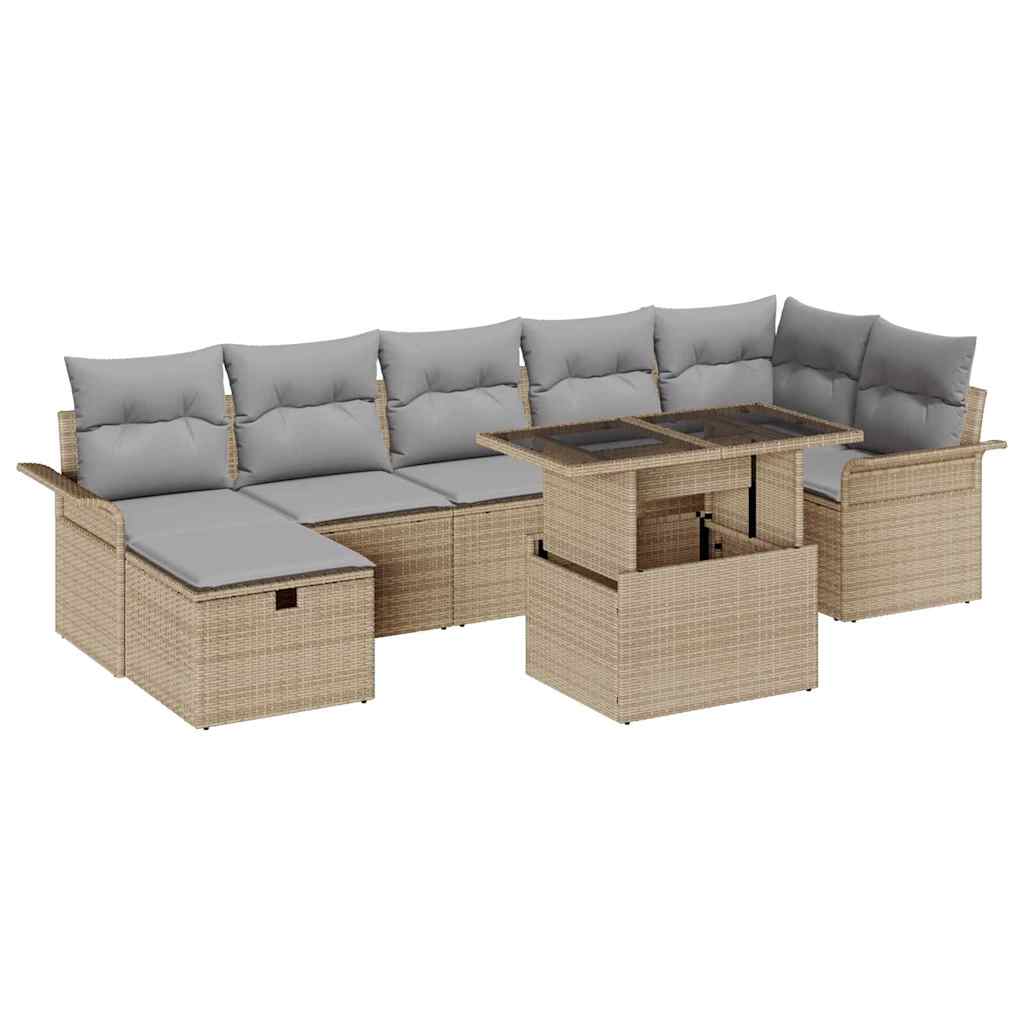 Havesofa Sæt 8 stk. Beige polyrattan