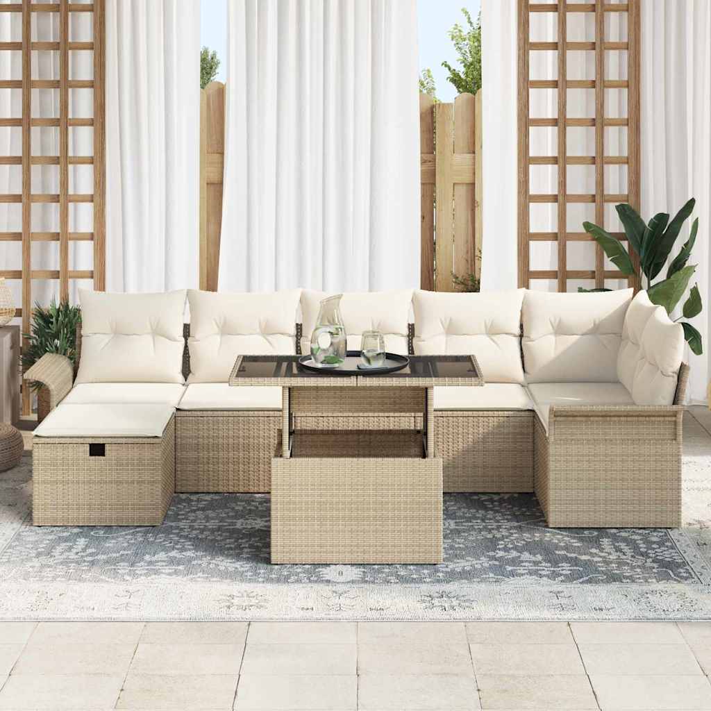 Havesofa Sæt 8 stk. Beige polyrattan