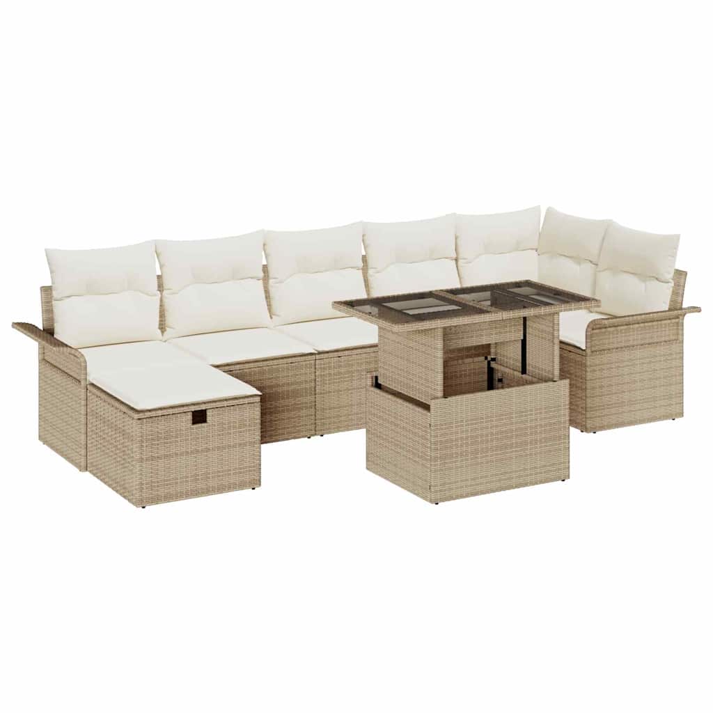 Havesofa Sæt 8 stk. Beige polyrattan