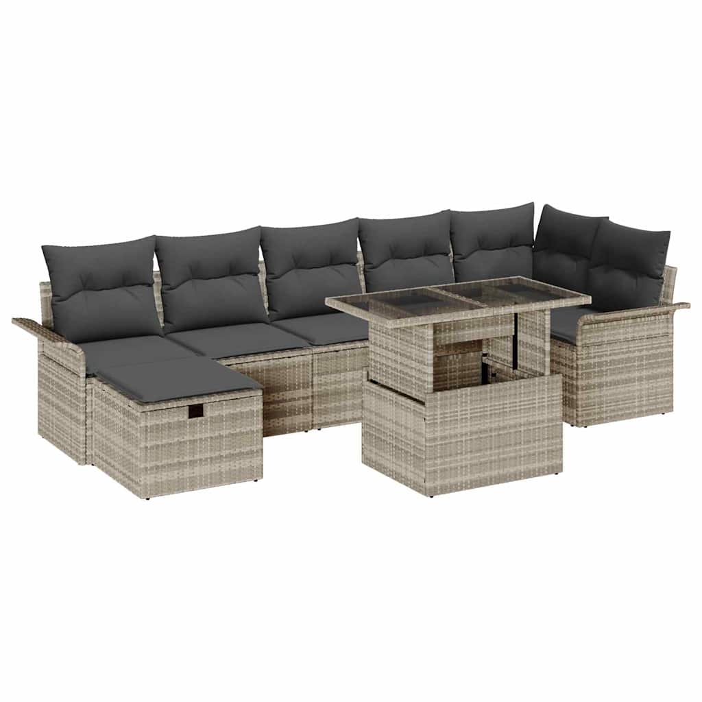 Havesofa Sæt 8 stk. Lysegrå polyrattan