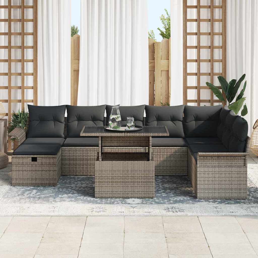 Havesofa Sæt 9 stk. Grå polyrattan
