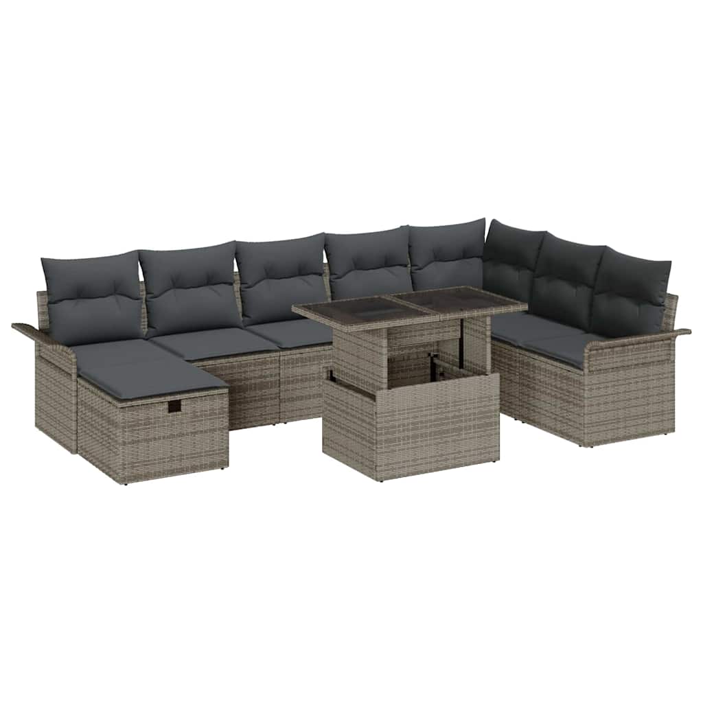 Havesofa Sæt 9 stk. Grå polyrattan