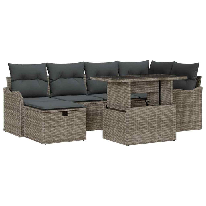 Havesofa Sæt 7 stk. Grå polyrattan