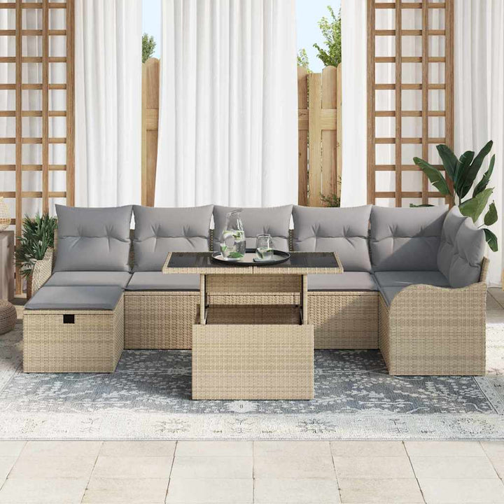 Havesofa Sæt 8 stk. Beige polyrattan