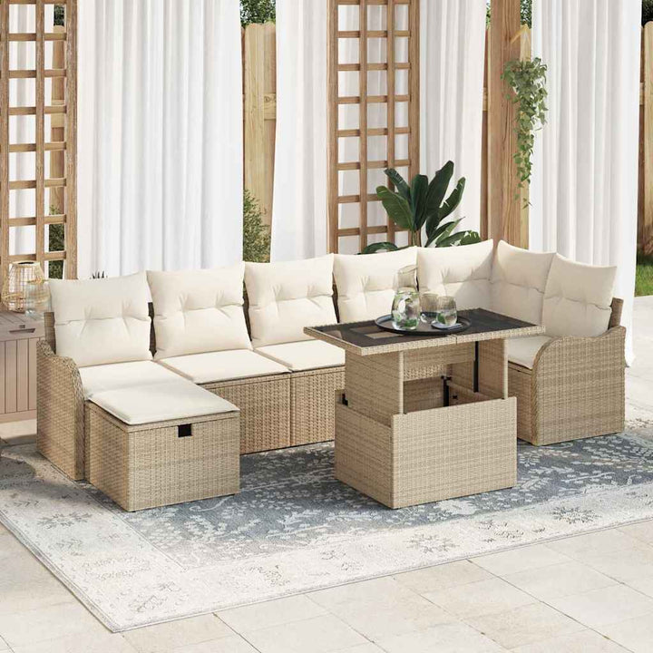 Havesofa Sæt 8 stk. Beige polyrattan