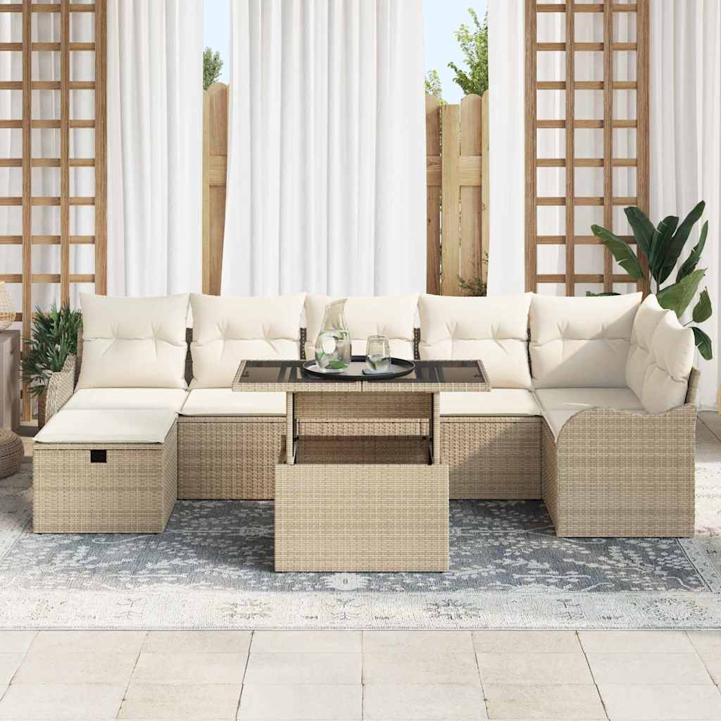 Havesofa Sæt 8 stk. Beige polyrattan
