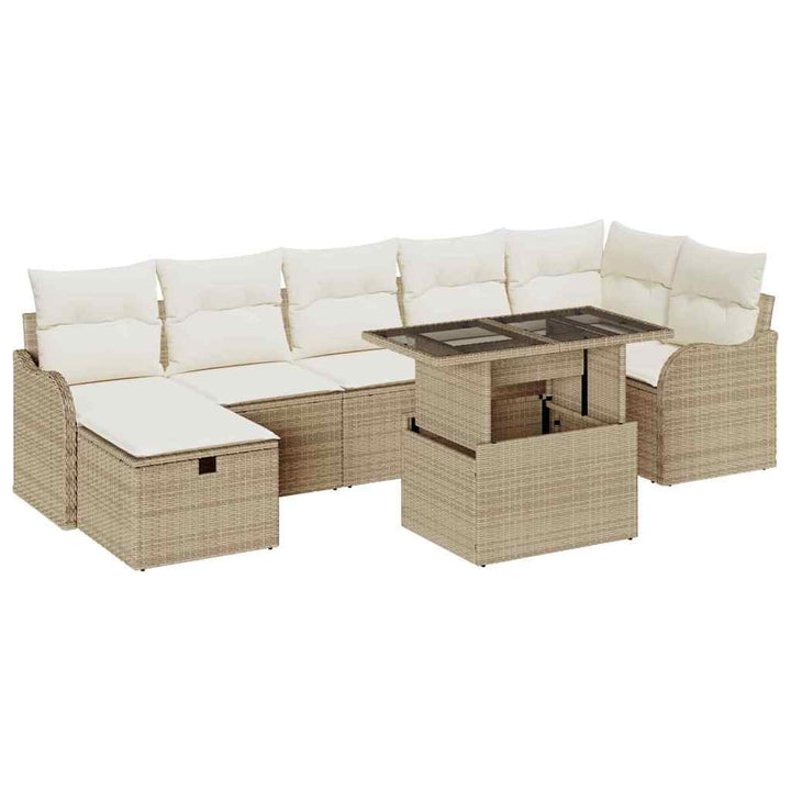 Havesofa Sæt 8 stk. Beige polyrattan