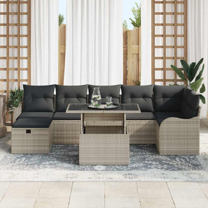 Havesofa Sæt 8 stk. Lysegrå polyrattan