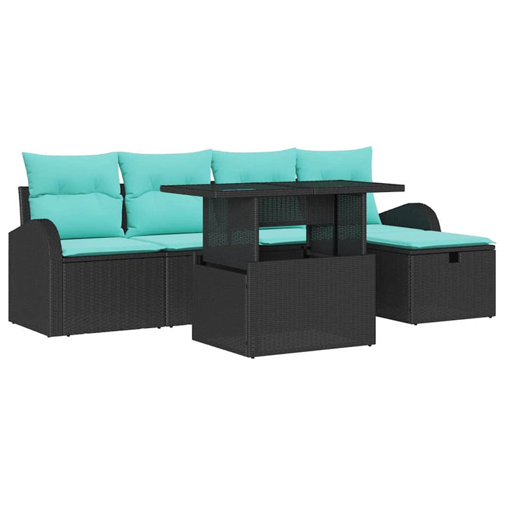 Havesofa Sæt 6 stk. Sort polyrattan