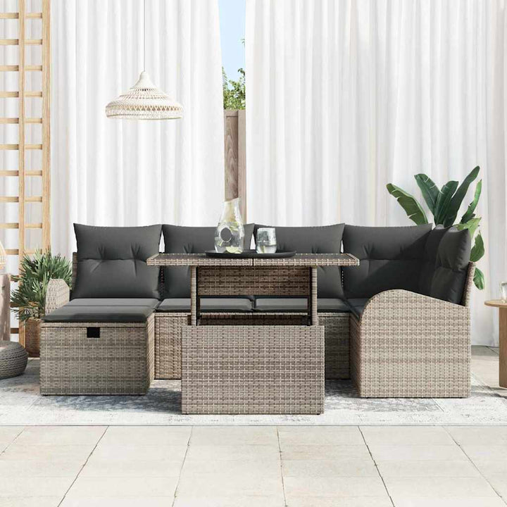 Havesofa Sæt 7 stk. Grå polyrattan