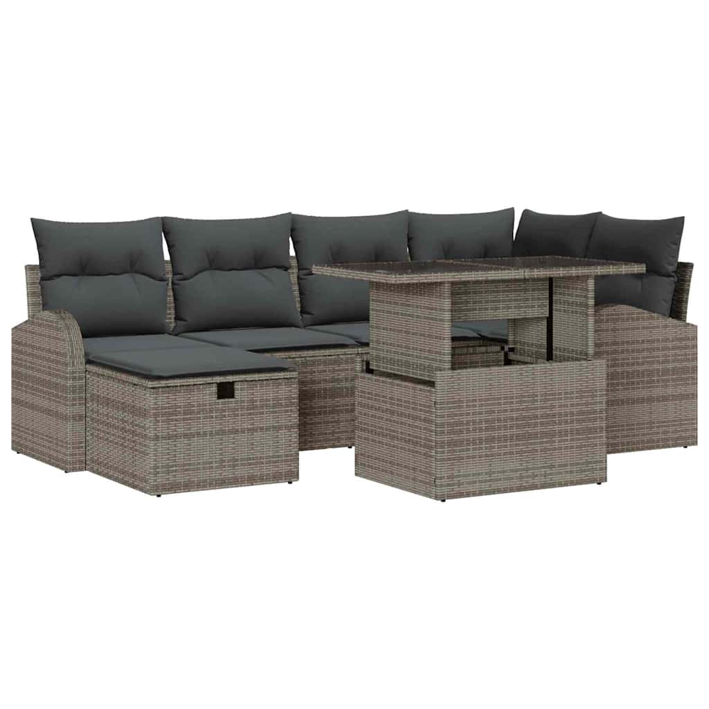 Havesofa Sæt 7 stk. Grå polyrattan