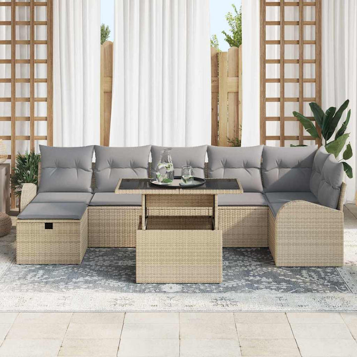 Havesofa Sæt 8 stk. Beige polyrattan