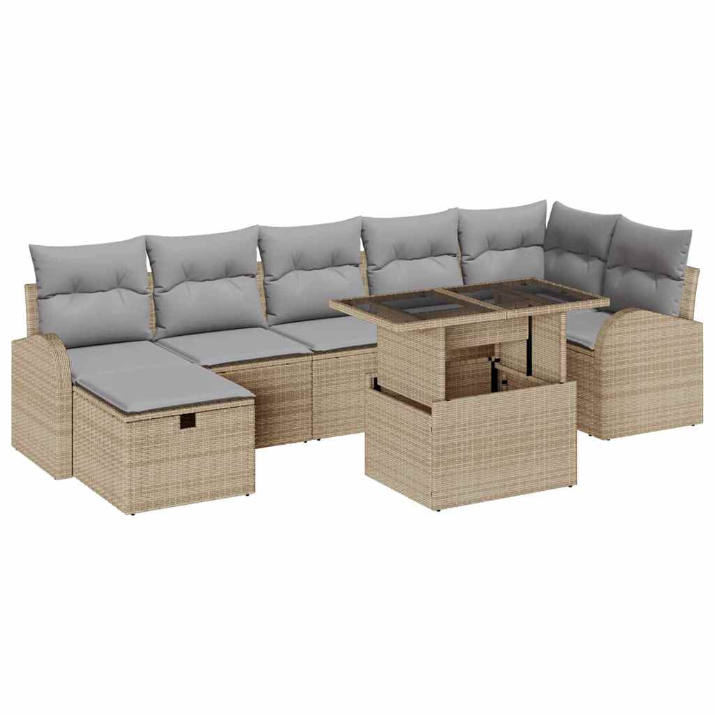Havesofa Sæt 8 stk. Beige polyrattan