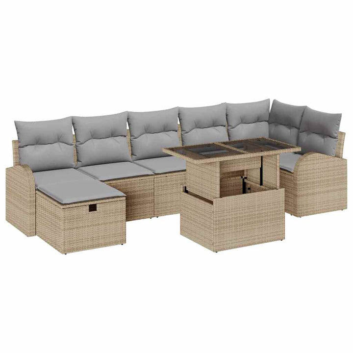 Havesofa Sæt 8 stk. Beige polyrattan
