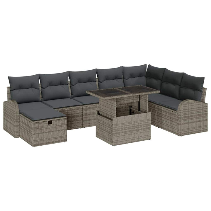 Havesofa Sæt 9 stk. Grå polyrattan