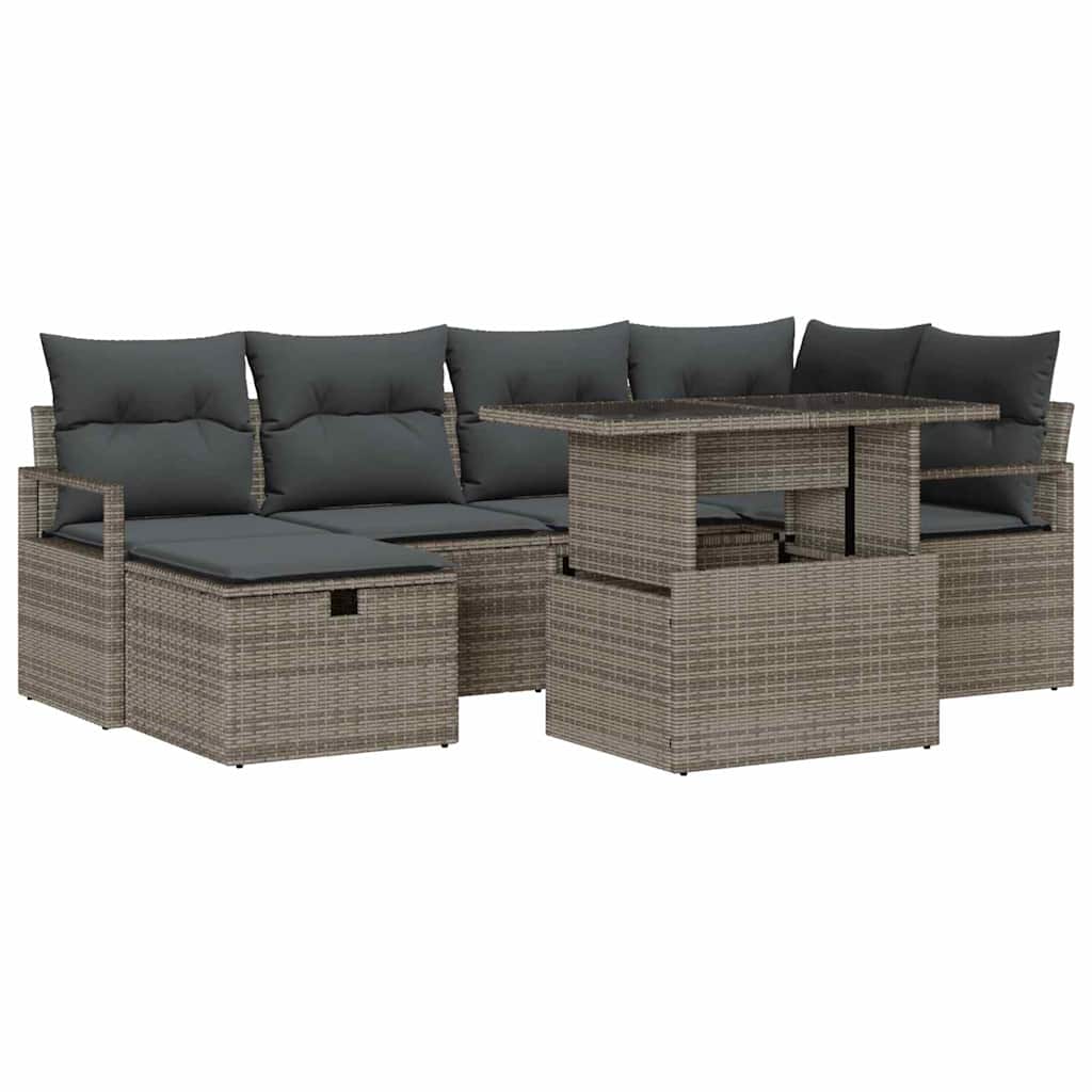 Havesofa Sæt 7 stk. Grå polyrattan