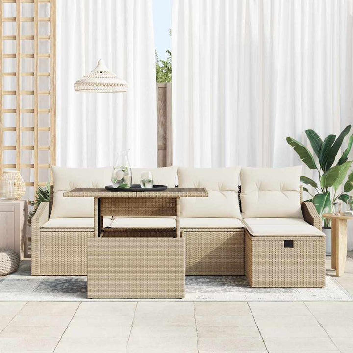 Havesofa Sæt 6 stk. Beige polyrattan