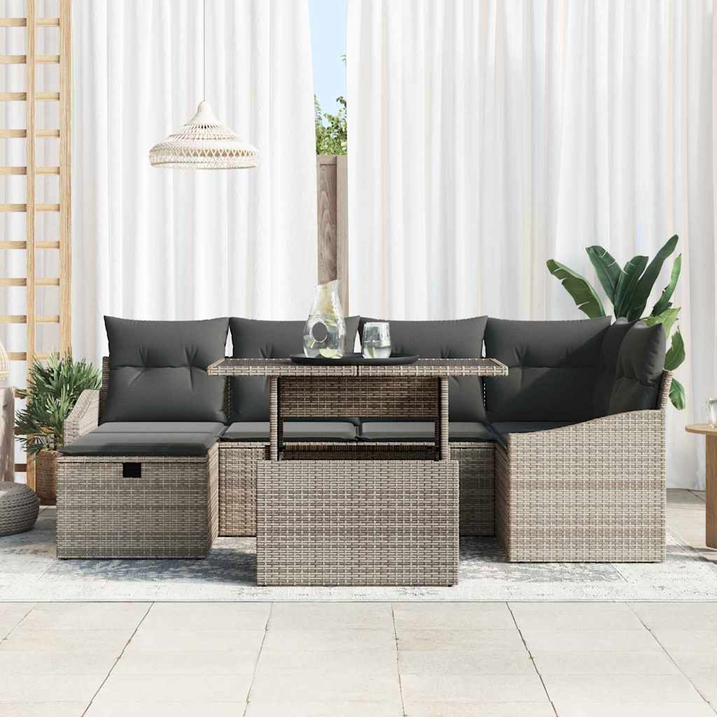 Havesofa Sæt 7 stk. Grå polyrattan