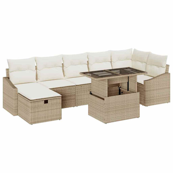 Havesofa Sæt 8 pcs Beige polyrattan