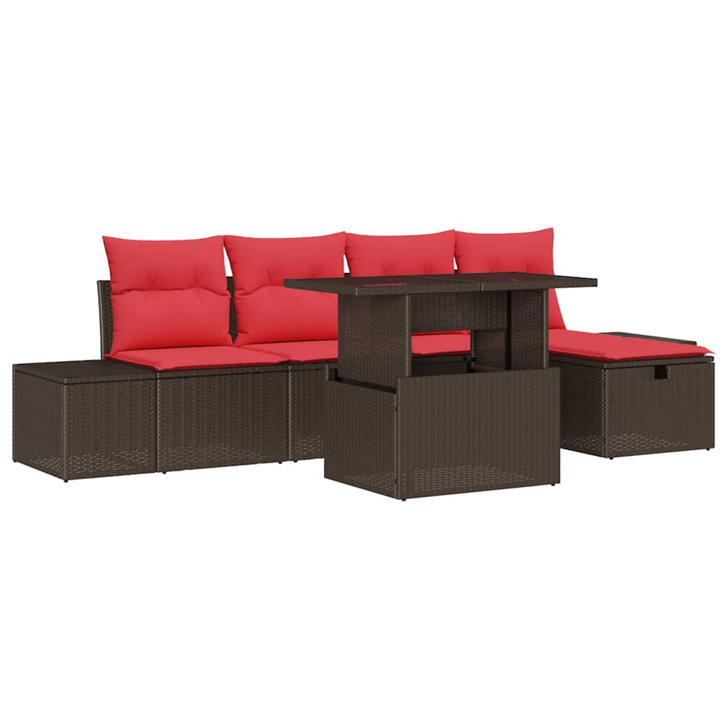Havesofa Sæt 6 stk. Brun polyrattan