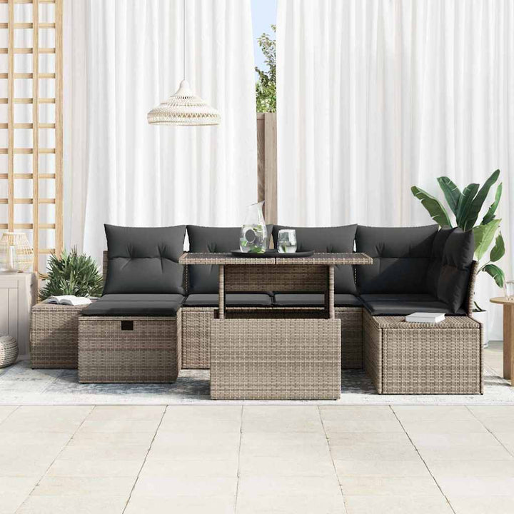 Havesofa Sæt 7 stk. Grå polyrattan