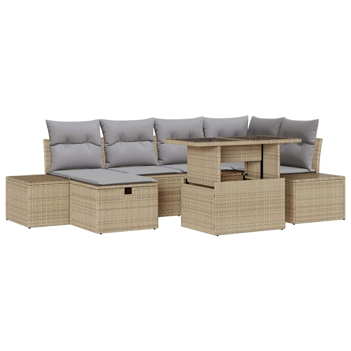 Havesofa Sæt 7 stk. Beige polyrattan