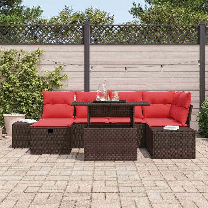 Havesofa Sæt 7 stk. Brun polyrattan