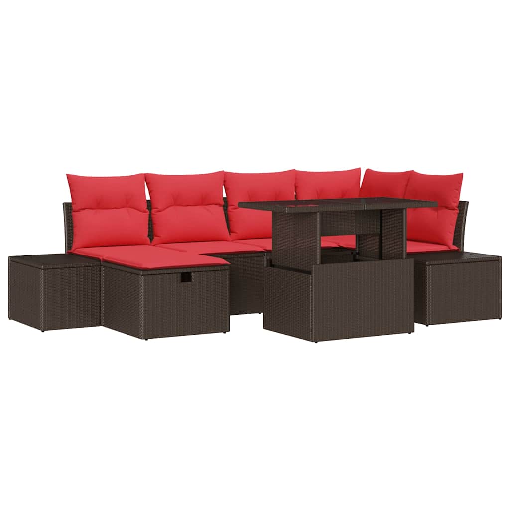 Havesofa Sæt 7 stk. Brun polyrattan