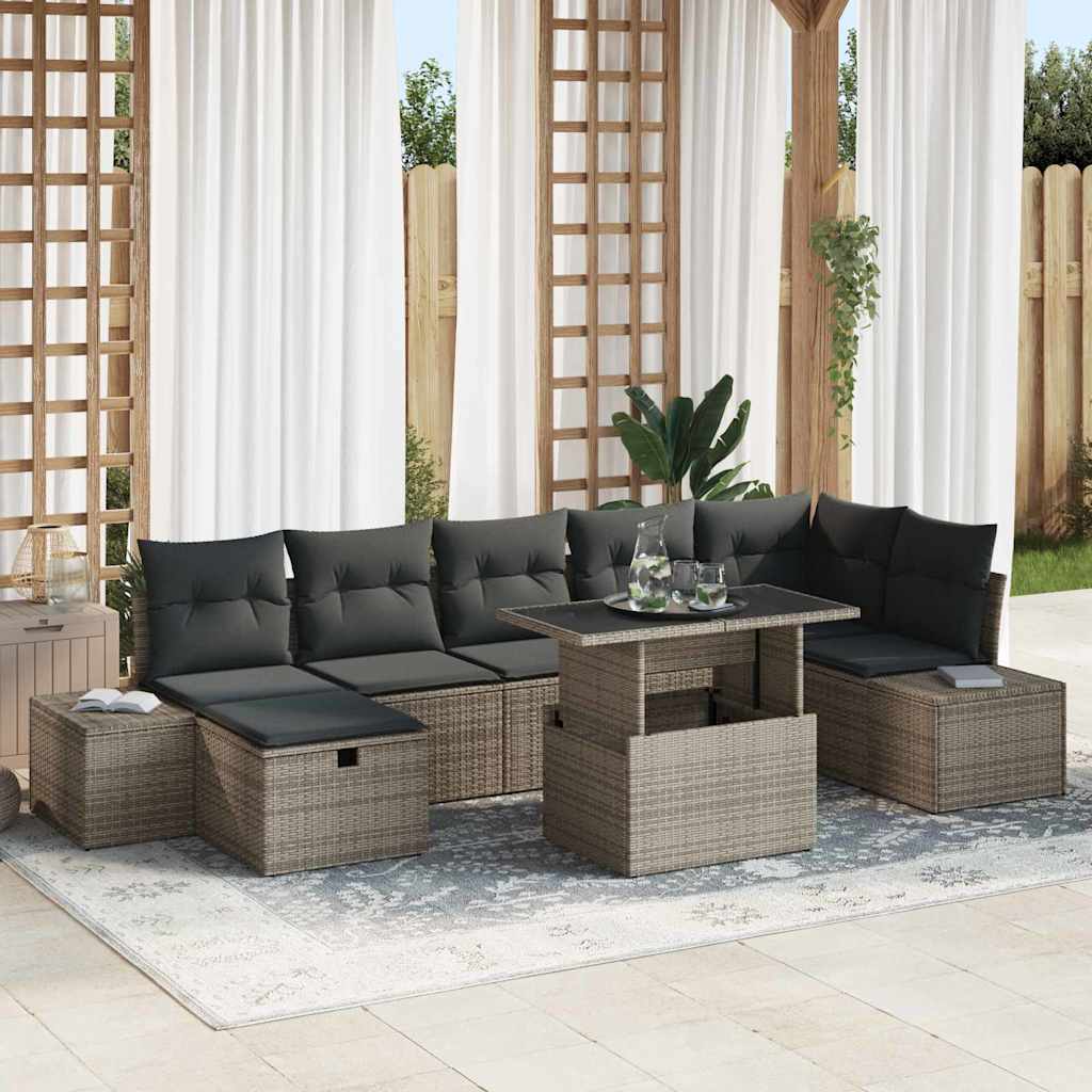Havesofa Sæt 8 stk. Grå polyrattan