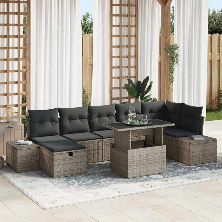 Havesofa Sæt 8 stk. Grå polyrattan