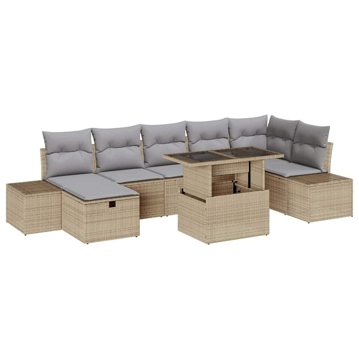 Havesofa Sæt 8 stk. Beige polyrattan
