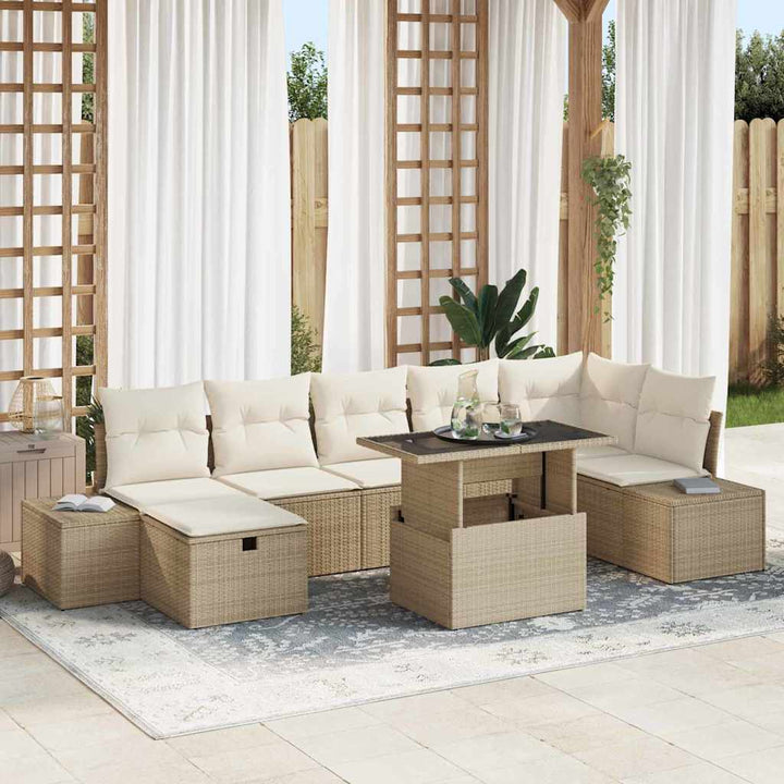 Havesofa Sæt 8 pcs Beige polyrattan