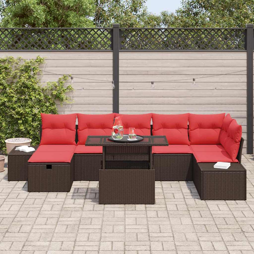 Havesofa Sæt 8 stk. Brun polyrattan