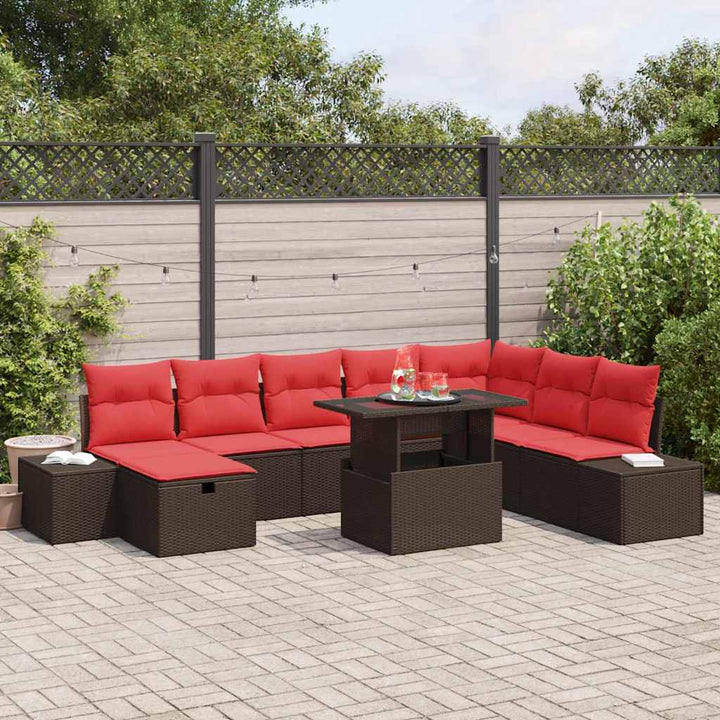 Havesofa Sæt 9 stk. Brun polyrattan