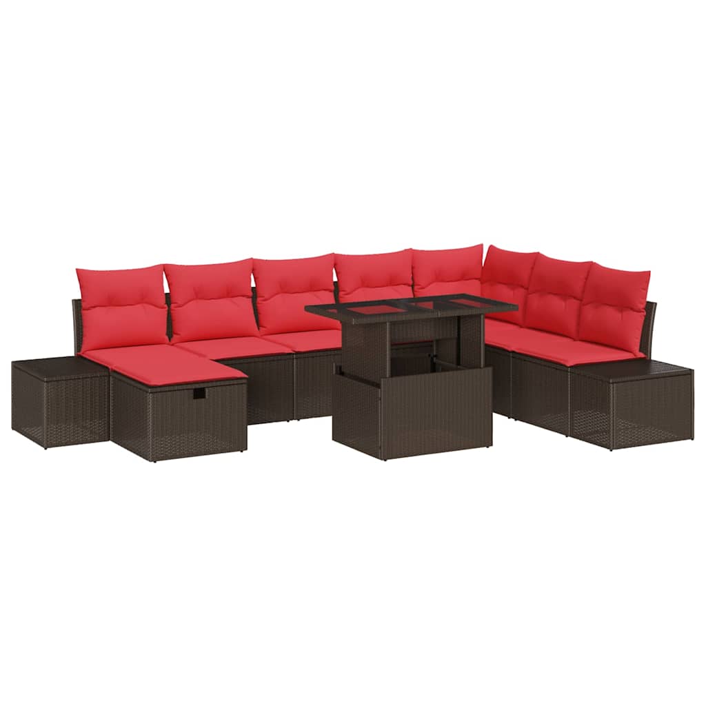 Havesofa Sæt 9 stk. Brun polyrattan