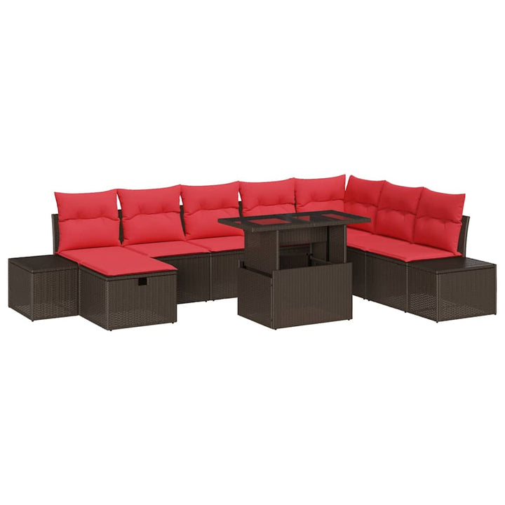 Havesofa Sæt 9 stk. Brun polyrattan
