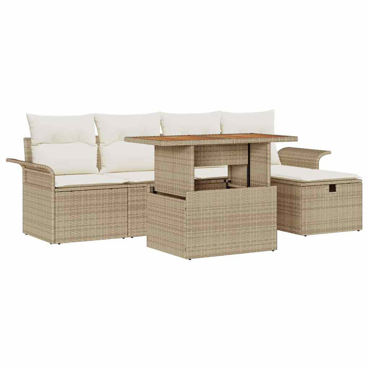 Havesofa Sæt 6 stk. Beige polyrattan