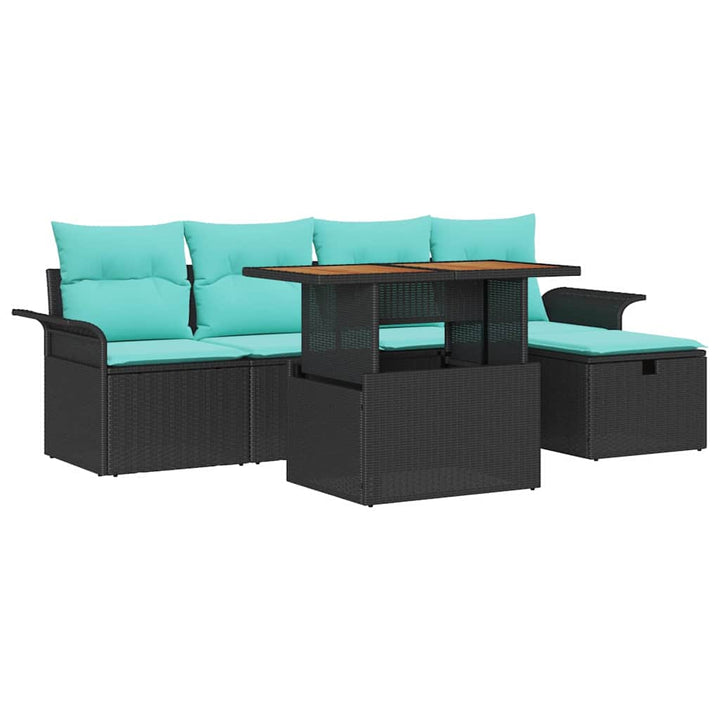 Havesofa Sæt 6 stk. Sort polyrattan